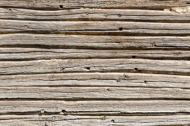 wooden background or texture Empty template Copy space Old gray wood planks with furrows