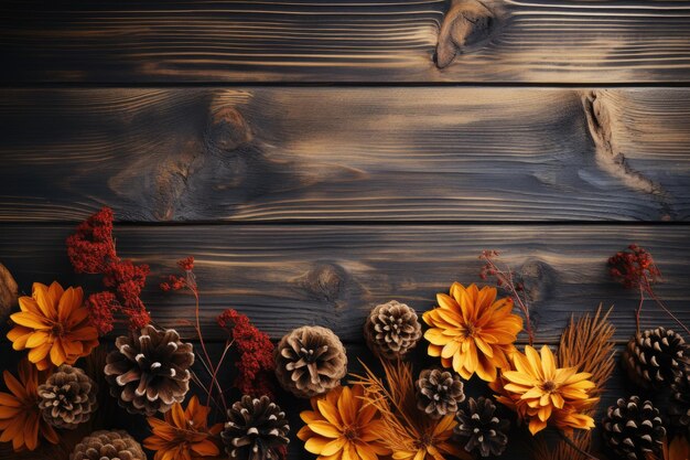 wooden background with beautiful autumn decoration professional photography