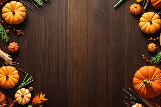 wooden background with beautiful thanksgiving decor