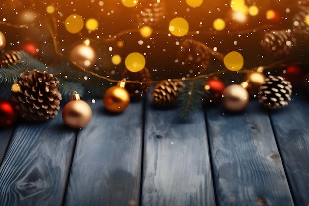 Wooden background with christmas decoration Happy new year wallpaper