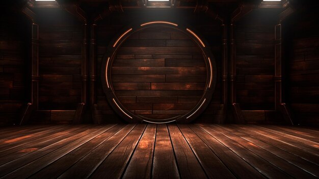 Photo wooden background with light for composition