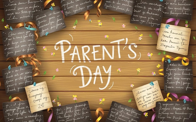 a wooden background with a message that says parents days day