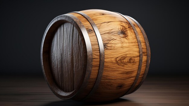 wooden barrel on the dark background 3 d rendering