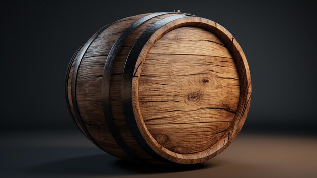 wooden barrel on the dark background 3 d rendering