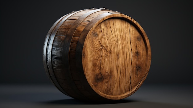 wooden barrel on the dark background 3 d rendering