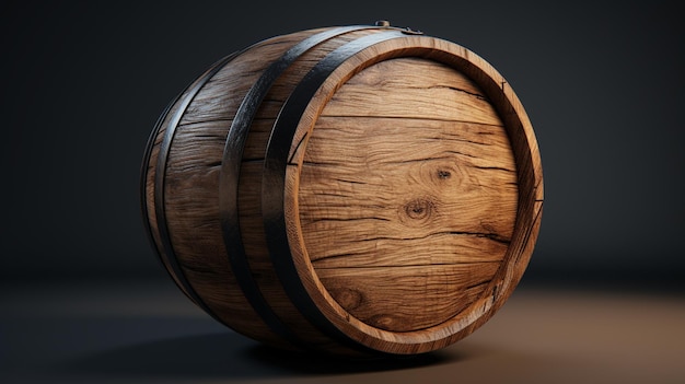 wooden barrel on the dark background 3 d rendering