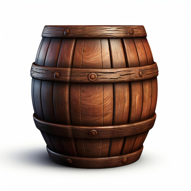 Wooden barrel isolated on white background