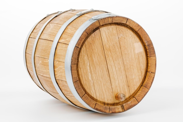 Wooden barrel isolated on a white background