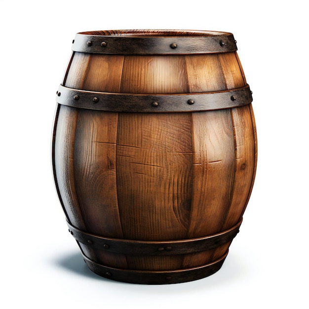 Wooden barrel isolated on white background