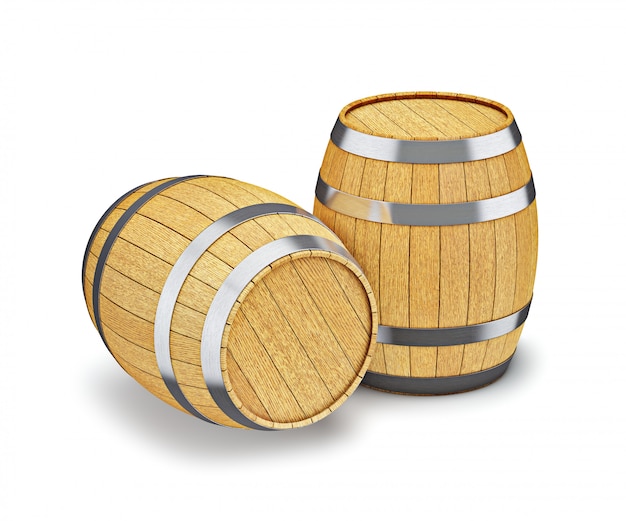 Wooden barrel isolated on white