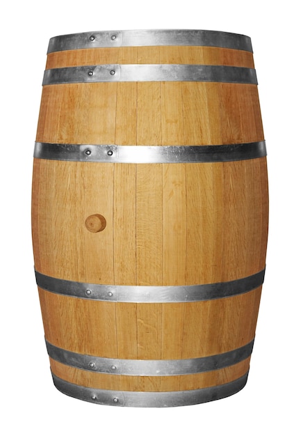 Wooden barrel on white