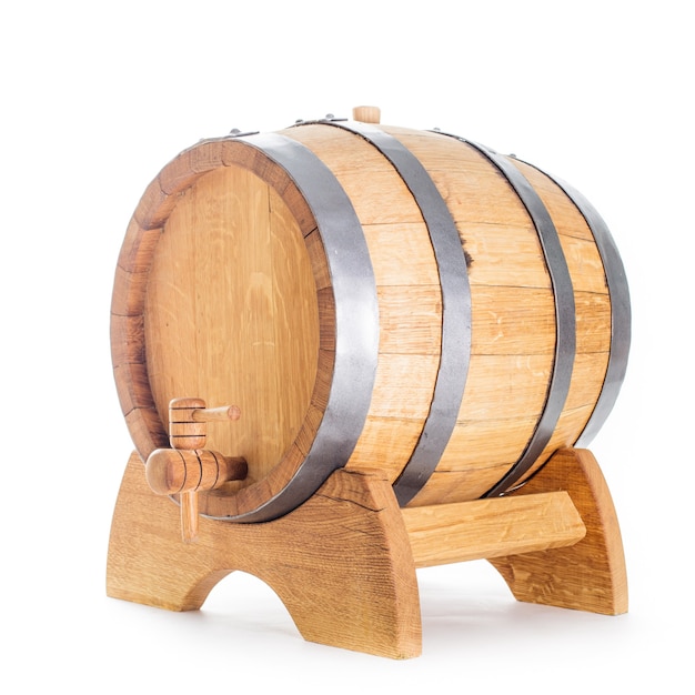 Wooden barrel for wine isolated on white