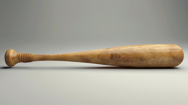 A wooden baseball bat lies on a white surface The bat is old and wellused with a dark brown color and a smooth shiny surface