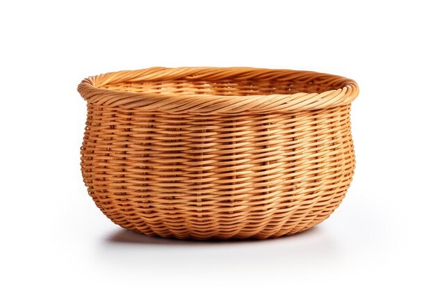 wooden basket on an isolated white background