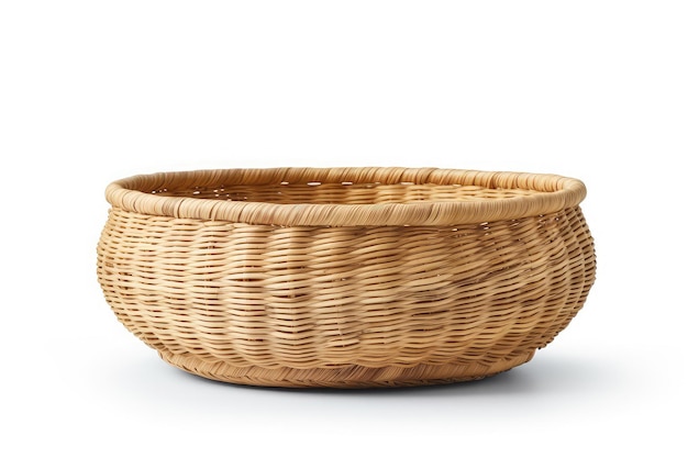 wooden basket on an isolated white background