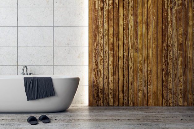 Wooden bathroom with copyspace