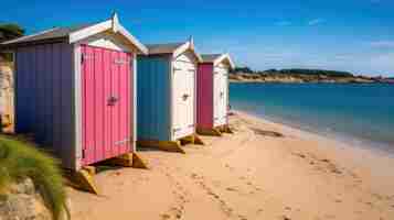 Photo wooden beach cabins on the oleron island in france colorful huts