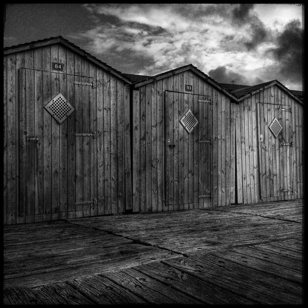 Wooden beach huts