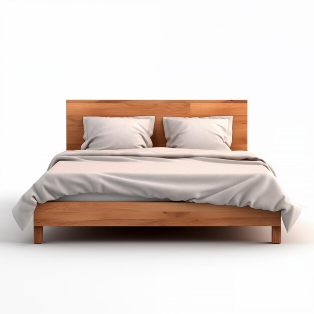 Wooden bed isolated