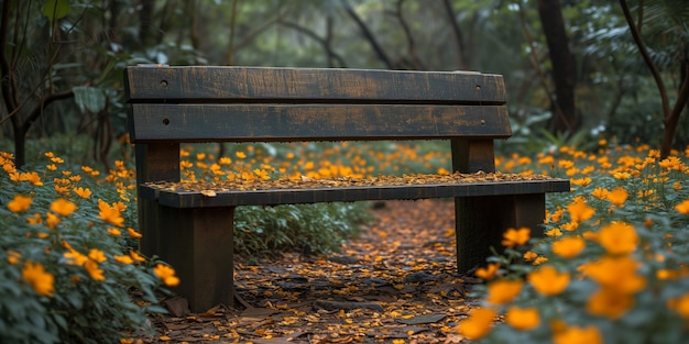 Wooden Bench in Forest