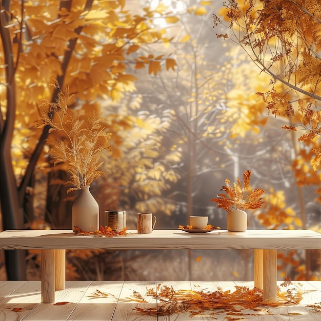 Foto una panchina di legno con un vaso di fiori e una tazza di caffè su di esso