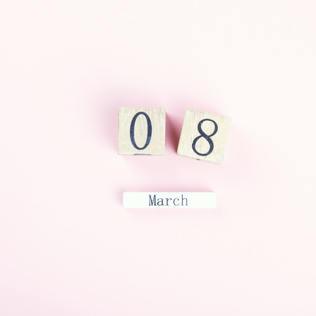 Wooden block calendar International of March 8  Womens Day