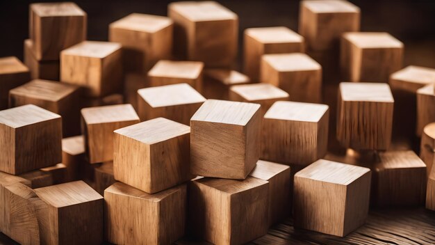 Wooden Block cubes Solution solve problem business goal and success plan concepts