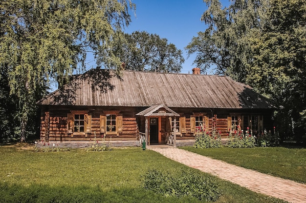 Wooden blockhouse among the trees