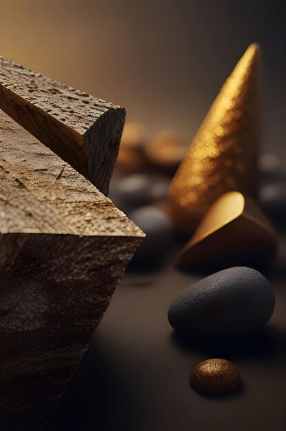 Wooden blocks and gold