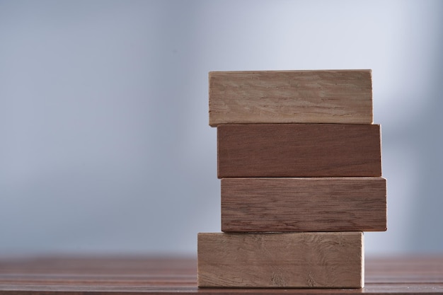 Wooden blocks on gray background