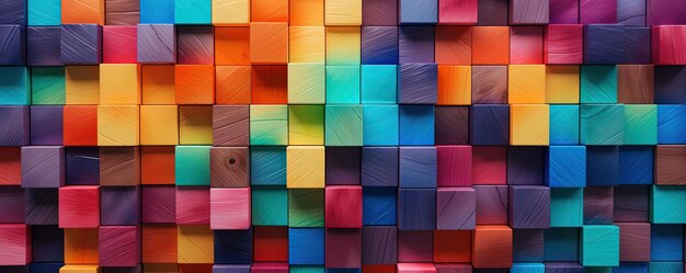 サイケデリックなカラーパレットのスタイルで一緒にカラーされた木製のブロック