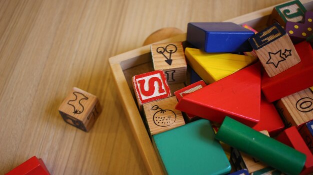 The wooden blocks toys for kids