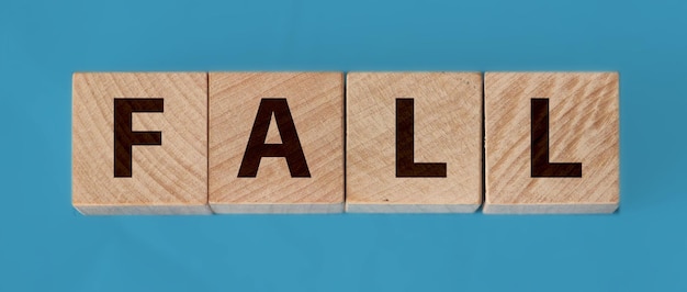 Wooden blocks with Fall word economy financial crisis business concept