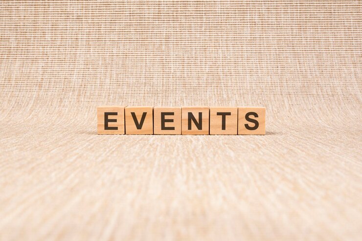 Wooden blocks with the text EVENTS concept