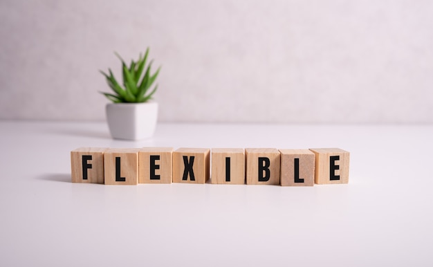 Wooden Blocks with the text Flexible