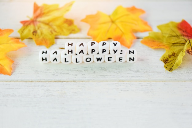 Wooden blocks with the word "happy halloween"