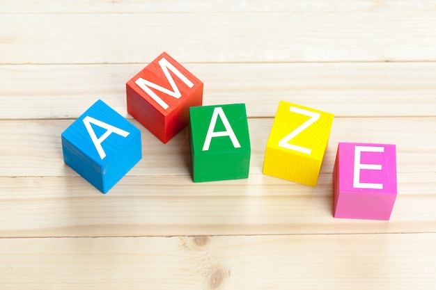 Wooden blocks on wooden table