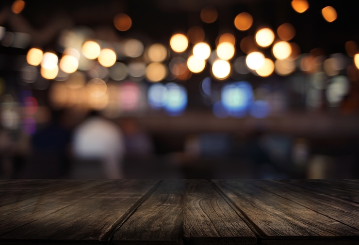 Photo wooden board empty table  cafe,
