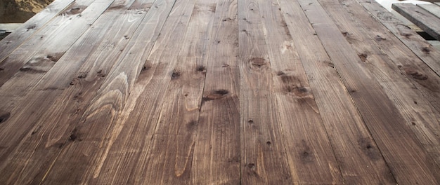 Wooden board empty table in front of blurred background Perspective wood table