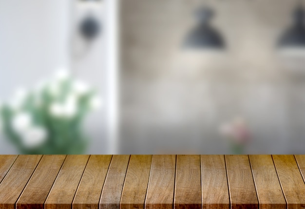 Wooden board empty table window 