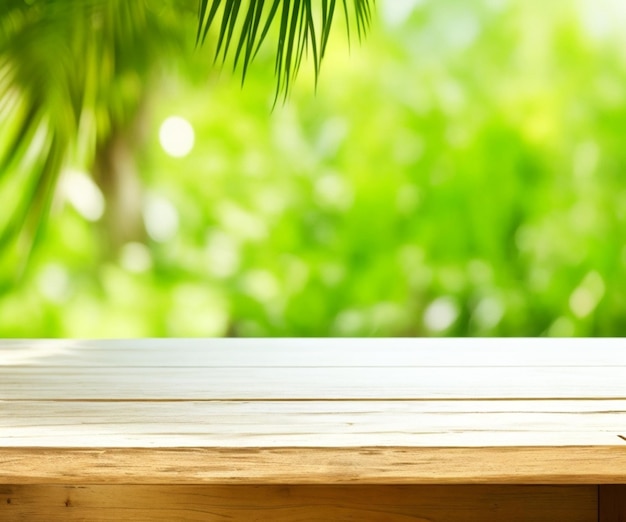 Wooden board empty tabletop on of blurred background perspective brown wood table