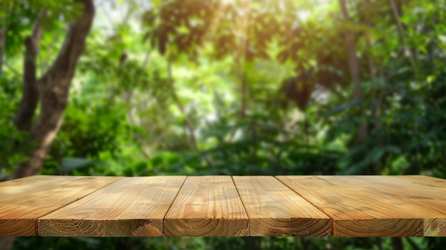 Wooden board or table empty table in front of blurred background for display products Ai Generated