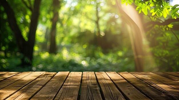 Wooden board or table empty table in front of blurred background for display products Ai Generated