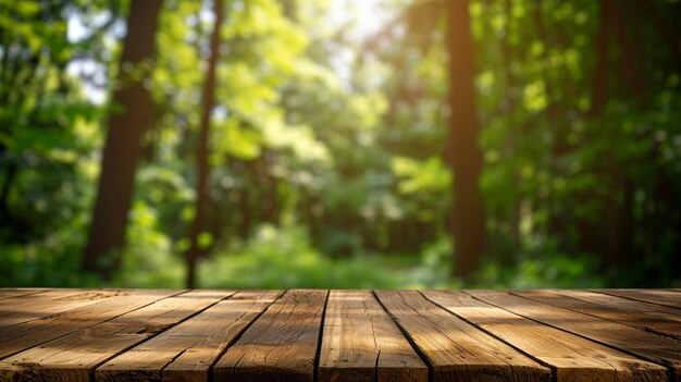 Wooden board or table empty table in front of blurred background for display products Ai Generated