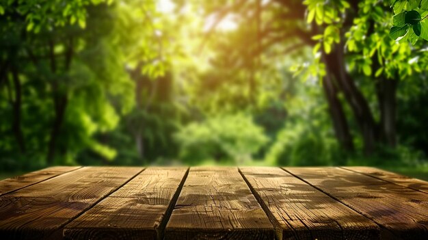 Wooden board or table empty table in front of blurred background for display products Ai Generated