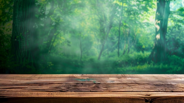 Wooden board or table empty table in front of blurred background for display products Ai Generated