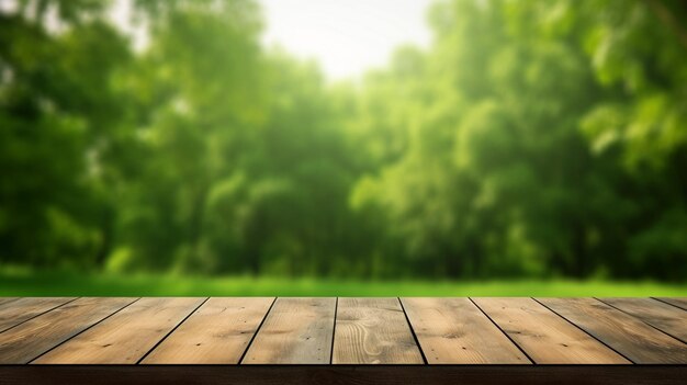 Wooden board or table empty table in front of blurred background for display products Ai Generated