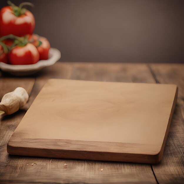 a wooden board with a bottle of wine and tomatoes on it