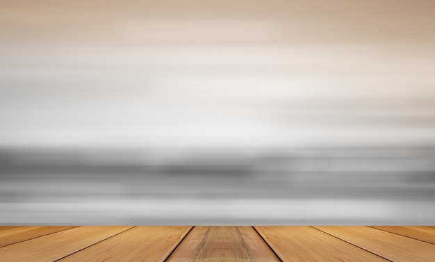 Wooden board with Grey gradient blurred abstract background.