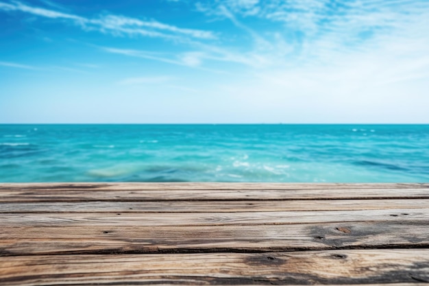 Wooden board with sea background